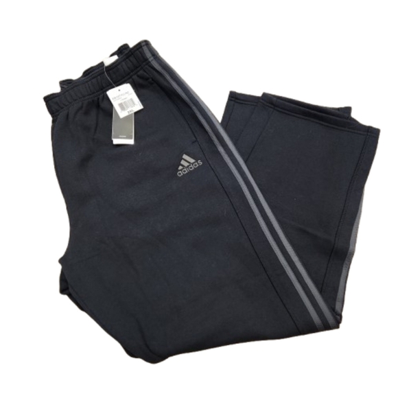 Adidas Fleece Sweat Pants 3 Stripe Black Tricot Joggers Mens 2X
